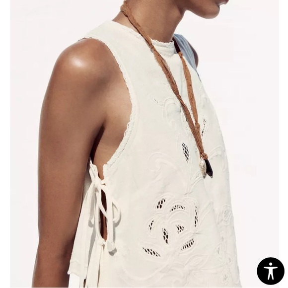 ZARA EMBROIDERED TIE TOP - Picture 3 of 11